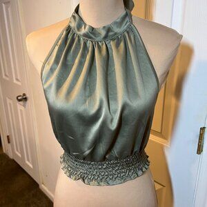 Melville Women’s Halter Top Green Satin One Size